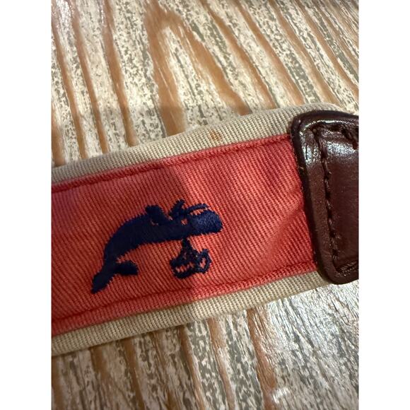 Preppy J Crew Canvas Belt Whale Print Nantucket Red S/M - Picture 6 of 6